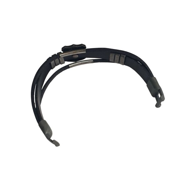 Route 66 Leather Bracelet Black Mens Jewelry Vintage Style Clasp Latch Biker - Picture 3 of 7